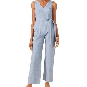 J. McLaughlin Light Blue Cotton Sleeveless V-Neck Jumpsuit Size 6